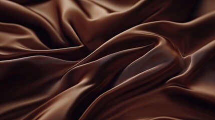 Poster - Dark chocolate brown silk fabric with natural curves and a refined, soft sheen.