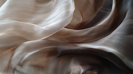 Poster - Dark chocolate brown silk fabric with natural curves and a refined, soft sheen.