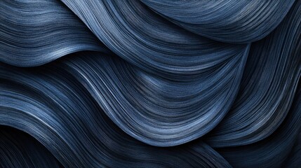 Poster - Deep indigo satin with dramatic waves and a subtle shimmer effect.
