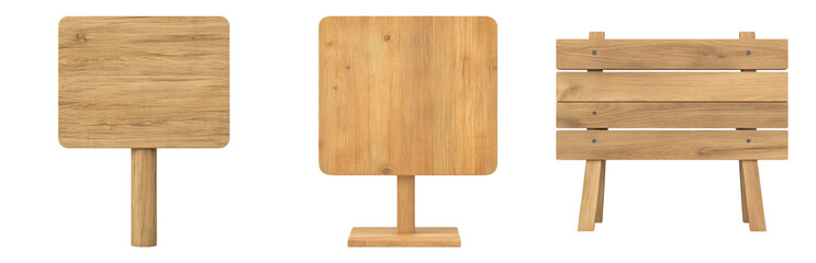 Wall Mural - Wooden Signs for Various Display Purposes Isolated on transparent background