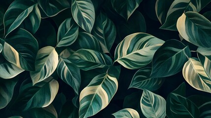Poster - Lush Tropical Foliage with Vibrant Green Leaves in Natural Botanical Background