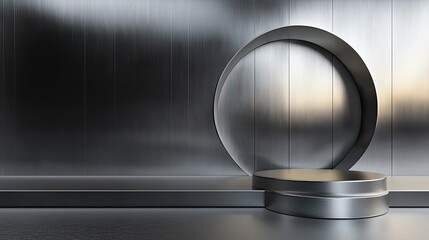 Poster - Elegant platinum geometric shapes with soft shadow depth and metallic texture. Luxurious composition.