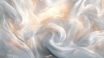 Poster - High-quality silver silk texture with shimmering highlights and a soft fluid design.