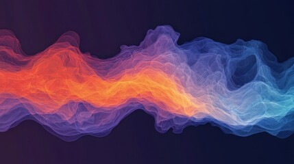 Poster - A vibrant wave of colorful fluid shapes flows across a dark background, creating a dynamic and abstract visual effect.