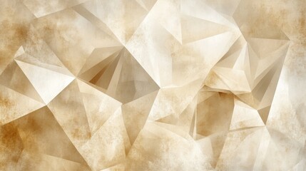 Poster - Peachy beige abstract design with polygon angles and folded shadows. Grungy rough texture with a soft golden light gradient.
