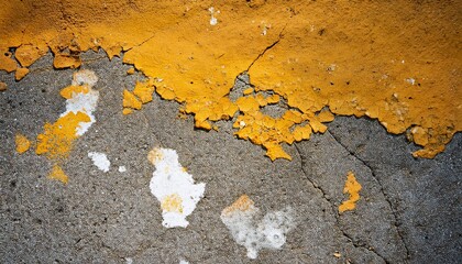 dirty and rough cement street ground with yellow and white stains