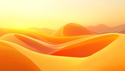 Wall Mural - Minimalist Yellow Gradient Background, Abstract Flowing Waves, Seamless Gentle 3D Low Profile Design