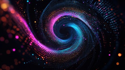 Poster - Vibrant Swirling Waves of Colorful Dots in Fluid Motion with Blending Effects in a Creative Design