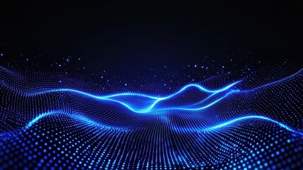Poster - Glowing Blue Dots Forming an Abstract Technology Matrix in a Futuristic Background