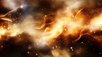 Poster - Golden Hued Abstract Background with Film Grain Texture and Warm Lighting Effects