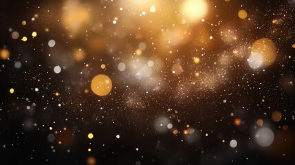 Poster - Warm Golden Hued Abstract Background with Film Grain Texture and Soft Bokeh Elements for Creative Use