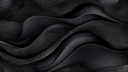 Poster - Grayscale Digital Abstract Design with Dots and Waves in Monochromatic Style Suitable for Backgrounds