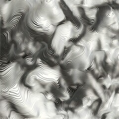 Poster - Abstract topography pattern of dark lines creating wave-like distortions on bright space