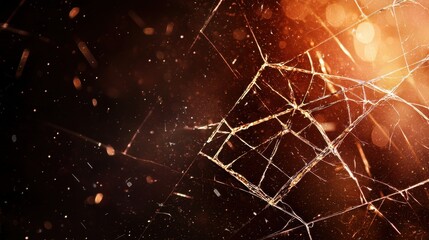 Poster - Abstract Background with Cracked Texture and Glowing Bokeh Lights for Professional Use in Design Projects