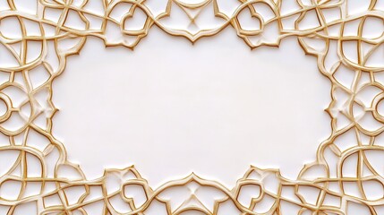 Poster - Ornate gold decorative border on white background offers an elegant blank text area