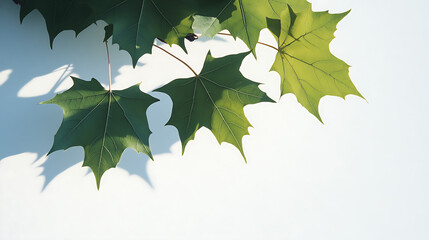 Wall Mural - A leafy green branch with a shadow cast on it