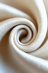 Poster - Elegant spiral fold of cream white fabric creating soft swirling pattern with visible textile texture, suitable for fashion and interior design backgrounds.
