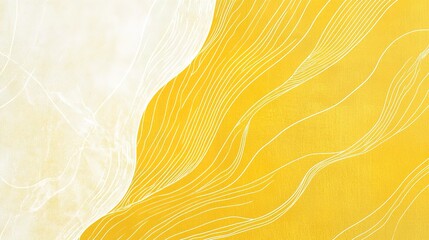 Poster - abstract waves and swirls in yellow and white creating a soft organic background