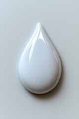 Poster - Glossy white teardrop shape with smooth surface and subtle highlights on light gray background, isolated design element for creative projects and branding.