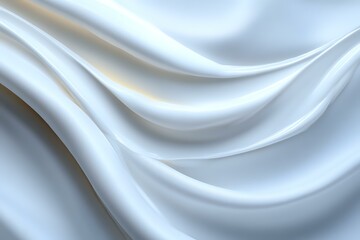 Poster - Elegant white silk fabric with soft flowing waves and gentle folds creates luxurious texture against light background, suitable for wedding and fashion designs.