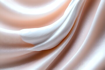 Poster - Smooth flowing waves of white and peach colored silk fabric create elegant abstract curves and soft shadows for luxury backgrounds and fashion designs.