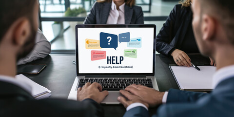 Poster - help screen on the website provide answer to faq frequently asked question brisk with knowledge info