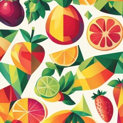 Poster - Geometric fruit pattern showcases vibrant colors and abstract shapes