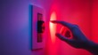 © oris - Hand reaching for a wall mounted dimmer switch
