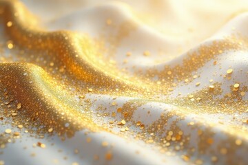 Wall Mural - Swirling gold & white abstract, glittering texture, whimsical, glitter, pattern