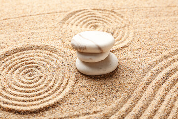 Wall Mural - Spa stones on sand background