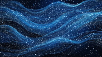 Poster - A blue line with many small dots and stars. The dots and stars are scattered throughout the line, creating a sense of movement and energy. The blue color gives the image a calm and serene feeling