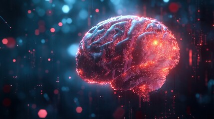 Poster - brain circuit board artificial intelligence concept with glowing lights