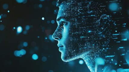 Poster - Ai technology, Artificial Intelligence. man using technology smart robot AI, artificial intelligence by enter command prompt for generates something, Futuristic technology transformation.