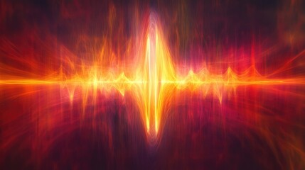 Poster - An abstract visualization of sound waves resembling a heartbeat, vibrant colors pulsating outward, capturing the essence of life and rhythm