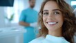 © Iaroslav - Young woman radiating confidence with a perfect smile after completing a dental checkup at the dentist's clinic, showcasing oral health