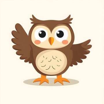 Cute Owl Waving Hand Cartoon Vector Icon Illustration. Animal Nature Icon Concept Isolated Premium