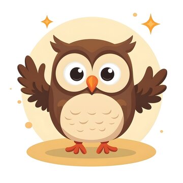 Cute Owl Waving Hand Cartoon Vector Icon Illustration. Animal Nature Icon Concept Isolated Premium