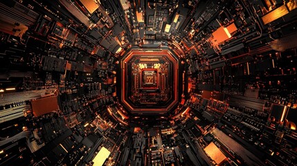 Fototapete - Into the Digital Core: A Journey Through Circuits
