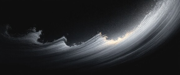 Poster - Dynamic Abstract Composition Gray Brush Strokes Black Background Modern Wallpaper Design