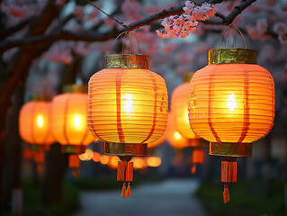  spring festival lanterns at dusk