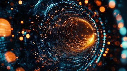 Poster - Abstract Digital Tunnel: A Vortex of Light and Data