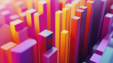 Poster - A close-up shot of a D bar chart illustrating sales growth over a quarter, with animated bars rising and detailed labels, capturing the essence of business performance and data visualization.