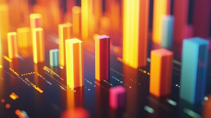 Poster - A close-up shot of a D bar chart illustrating sales growth over a quarter, with animated bars rising and detailed labels, capturing the essence of business performance and data visualization.