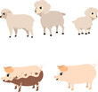© Tatik22 - Farm Animals. Cute farm. Set of sheep and pig. Collection of farm animals. Baby flat vector illustration. Isolated