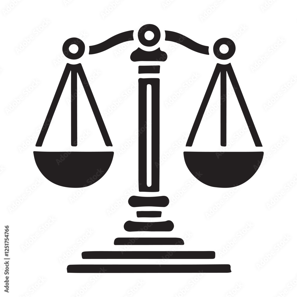 Balance scale of justice vector silhouette law court symbol stock