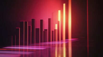 Poster - A creative composition of animated financial bar charts rising dynamically against a sleek digital background, symbolizing economic growth and investment opportunities in a visually striking way.