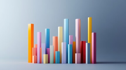 Poster - A dynamic D bar chart displaying colorful data representations, with upward trends and various heights, set against a sleek, modern background to highlight the growth and analysis of market data.