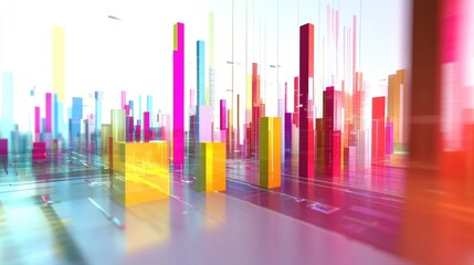 Poster - A dynamic D bar graph showing quarterly financial growth, with vibrant colors and data points emphasizing key market trends and corporate revenue projections.