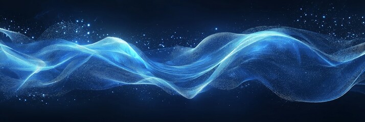 Poster - a blue wave with a lot of stars in it. the stars are scattered all over the wave