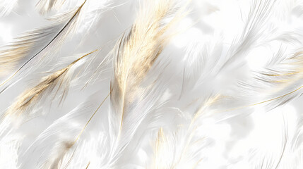 Poster - Ethereal feathers in shades of white and gold create a tranquil visual effect